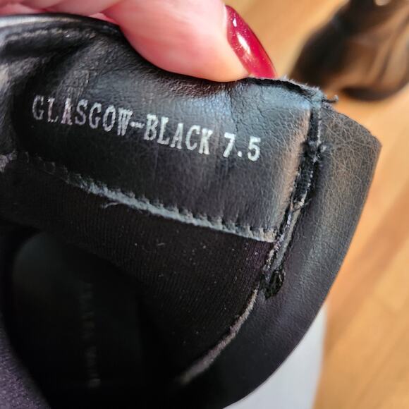 Azalea Wang Black Zip Up Vegan Leather Motorcycle Platform Heels Size 7.5 - Picture 7 of 7